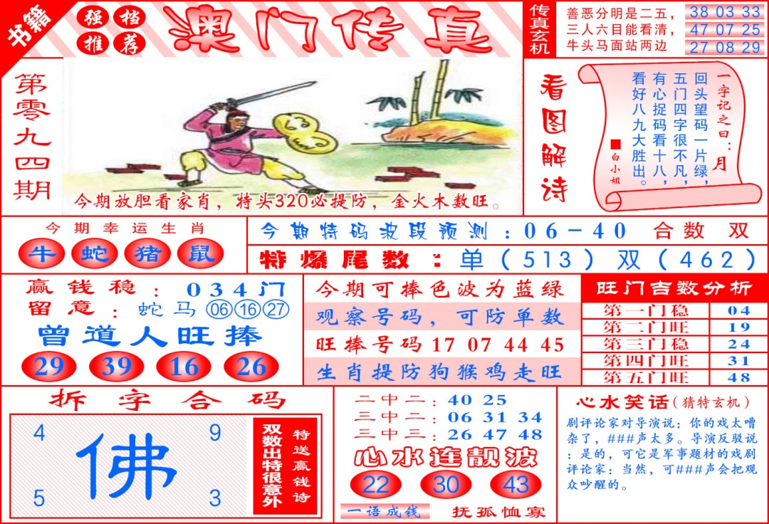 094期澳门传真玄机[图]